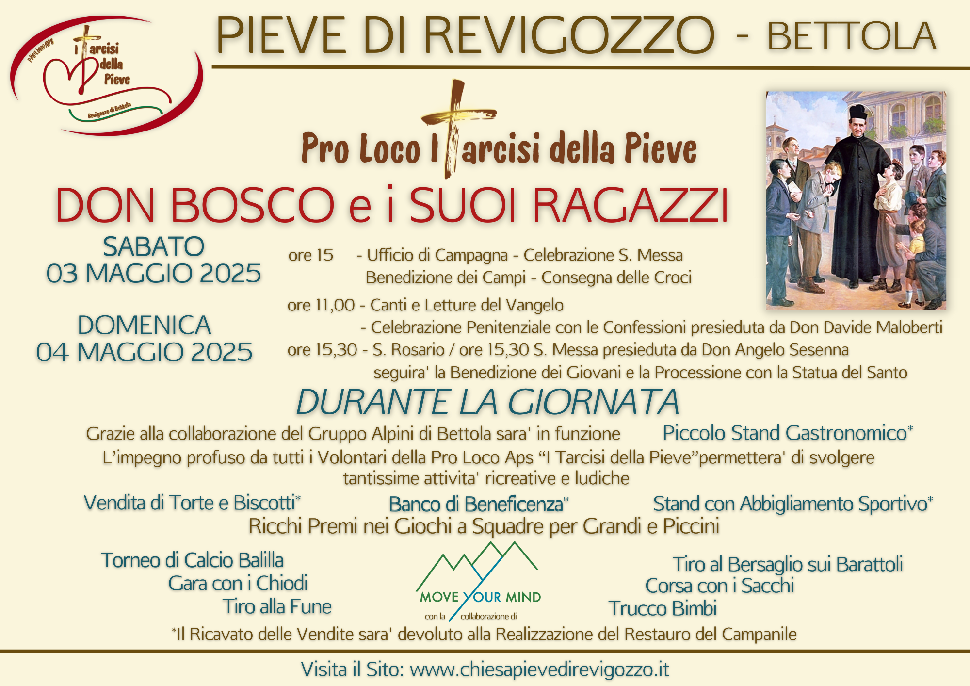 SABATO 3 E DOMENICA 4 MAGGIO 2025 - Don Bosco e i suoi Ragazzi - Organizzazione a cura della Proloco Aps