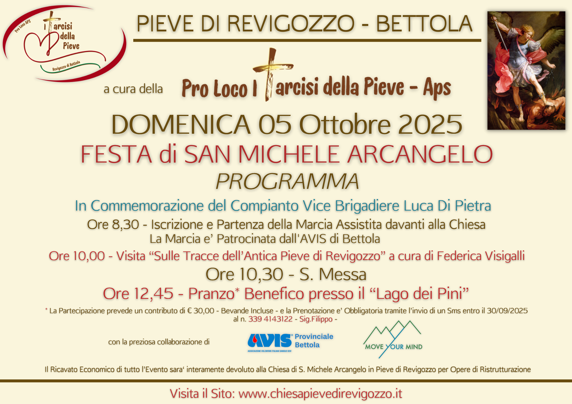 DOMENICA 5 OTTOBRE 2025 - Festa di San Michele Arcangelo - Organizzazione a cura della Proloco Aps 