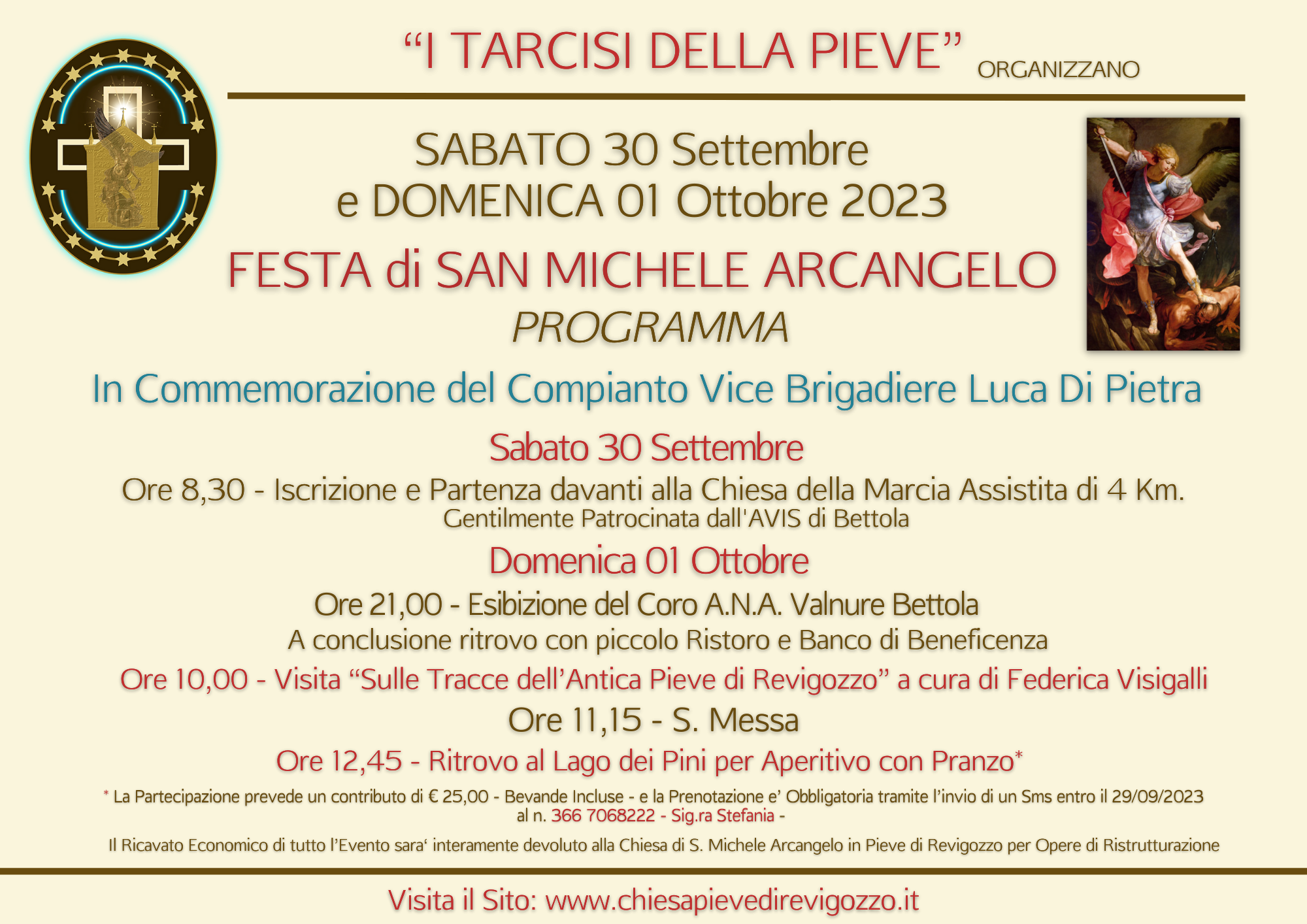 SABATO 30 SETTEMBRE e DOMENICA 01 OTTOBRE 2023 - Si festeggia San Michele Arcangelo